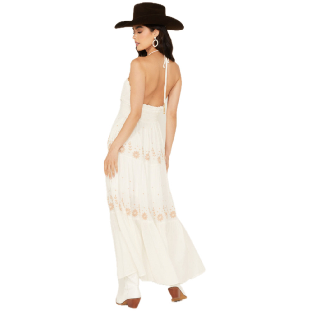 Free People Women's Ivory Real Love Embroidered Maxi Dress Size XL NEW - Picture 2 of 8
